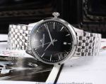 Perfect Replica Jaeger LeCoultre Stainless Steel Band Black Face 40mm Watch
